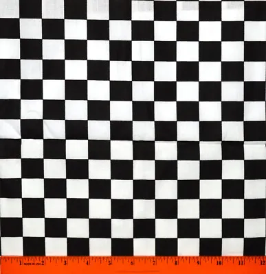 Racing Check Fabric - HALF YARD 100% Cotton Quilting Cars Checked Flag 50s Retro • $8.98