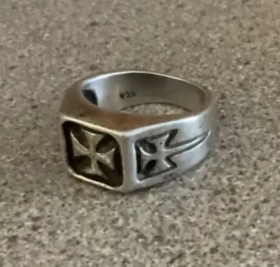 Sterling Silver Maltese Cross Solid Men’s Ring 925 • $89