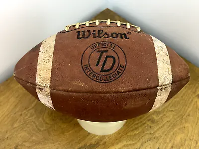 Vintage Wilson Official Intercollegiate TD Football Leather White Stripes Used • $39.99