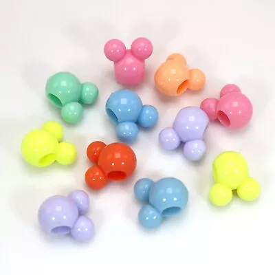 100 Acrylic Mouse Face Charm Beads 14mm With Large Hole 5mm Craft Jewelry Making • $6.39