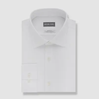 $90 Michael Kors Men's White Slim-Fit Airsoft Stretch Dress Shirt Size 17 34/35 • $29.18