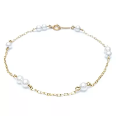 MIKIMOTO 18K Yellow Gold Bracelet Pearl 3.5～3.7 Mm /291604 • $341.96