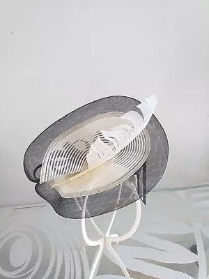 Marks Spencer  Black Cream Straw Fascinator On Headband NWT RRP £35 Weddingraces • £15