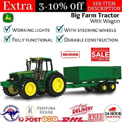 $109.97 • Buy John Deere Big Farm 2 Piece Tractor Wagon Vehicle  1:16 Scale Outdoor Kids Toy