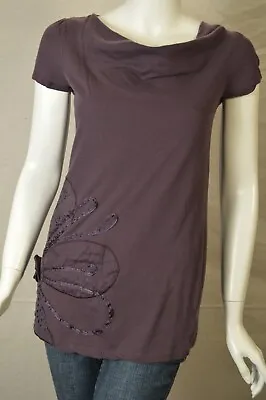 Velvet Brand Purple Floral Design Short Sleeve Top Size Small • $8