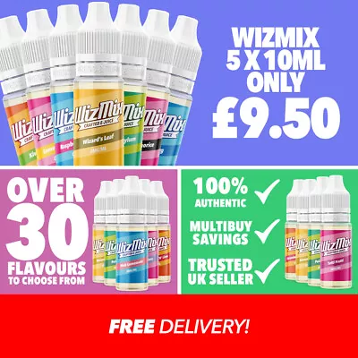 WizMix Vape Liquid | 5x10ml Bottles For £9.50 | All Flavours | E-Liquid | Juice • £9.50