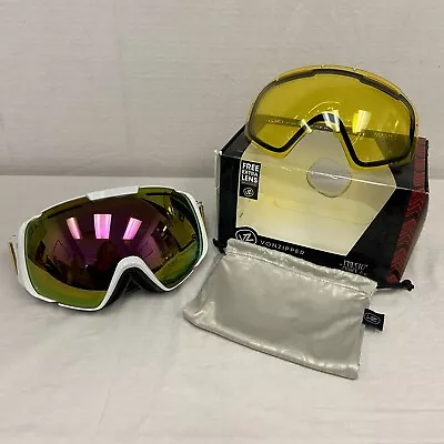 VonZipper El Kabong Snow Sport Goggles White Gloss W/ Bronze Pink Chrome Lens • $90