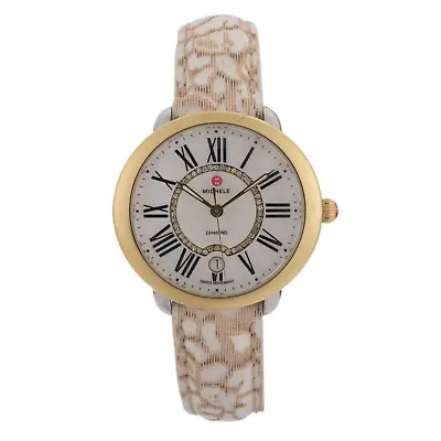 Michele Serein Mid Diamond Dial Gold 36mm White Dial Quartz Watch MW21B00C9963 • $550