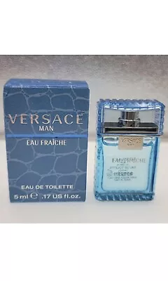 Versace Man Cologne Blue Men Perfume Eau Fraiche EDT Travel Mini Spray (0.17 Oz) • $19.45