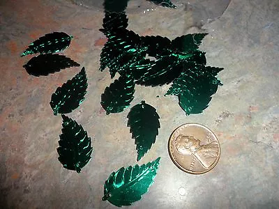 Vintage Green Leaf Metallic Sequins - 50 Pcs. • $3.50