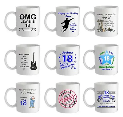 18th Birthday Gift Idea For Boys Personalised Son Teenager Present Age 18 Mug • £10.95