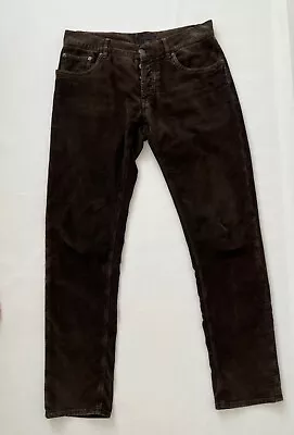 Prada Mens Jeans Velvet Look Brown Buttons Closure Light Size 31 Leather Logo • $149.99