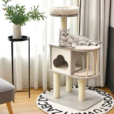 Costway Cat Tree Tower Pet Condon House Bed Sisal Scratcher Posts Furniture • $102.90