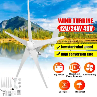 £62.19 • Buy 3000W 12/24/48V 5 Blade Wind Turbine Generator Residential Horizontal Controller