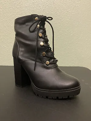 Express Black Combat Lace-up Heeled Lug Booties  • $18