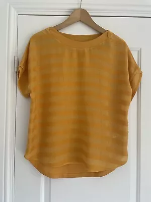 Women's Next Mustard Textured Stripe Boxy  T-shirt/top - UK10 • £2.99