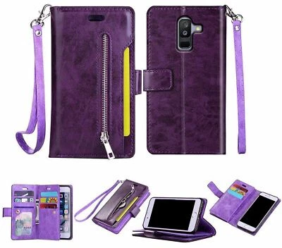 $11.50 • Buy Galaxy J8 2018 Sm J810 Multifunction Wallet Case 9 Card Slots Front Pocket Zip