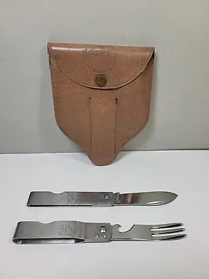 Vintage Imperial Boy Scout Folding Knife And Fork Set With Pouch Camping • $24.99