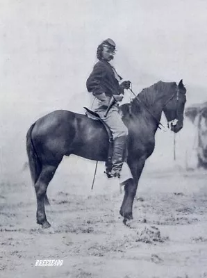 CIVIL WAR PHOTO/UNION GENERAL GEORGE A. CUSTER ON HORSEBACK/4X6 B&W Photo Rpt. • $2.25