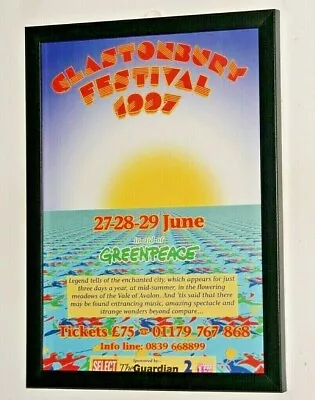 $14.33 • Buy GLASTONBURY MUSIC FESTIVAL 1997 Framed A4 Original Promo ART Poster