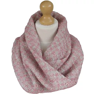 Linton Tweed Infinity Scarf Cowl Neck Warmer In Textured Dusky Pink • £9.99