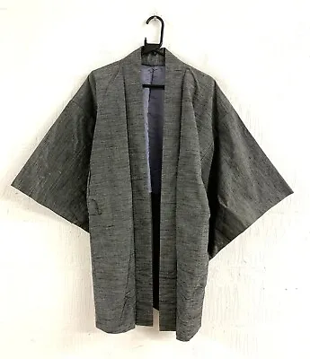 Vintage Japanese Yukata Kimono Traditional Short Robe Grey Jacket Size Medium • £20