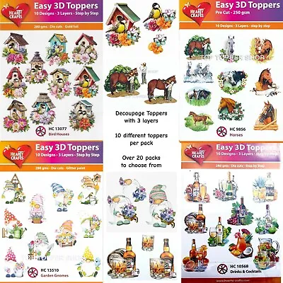 1 Pack Of 10 Die Cut Layered Decoupage Toppers By Hearty Crafts Choice Of Themes • £5.99