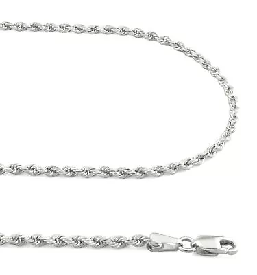 10K White Gold 2mm Diamond Cut Mens Womens Rope Chain Link Pendant Necklace 20  • $147.99