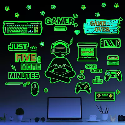 Glow In The Dark Game Wall Decal Video Game Room Decor Gaming Decals For Boys Ro • $20.99