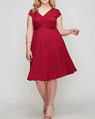 $9.99 • Buy LANE BRYANT WOMEN'S RASPBERRY DETAILED FIT & FLARE LINED LACE DRESS PLUS Sz 20