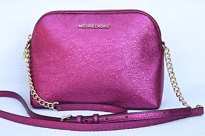 New MICHAEL KORS Cindy Pink Patent Leather Large 8.5 X6.5 X3.5  Dome Crossbody  • $59.99