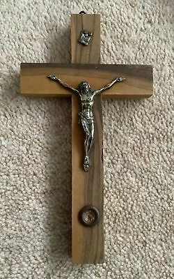 Vintage Jerusalem Wooden Crucifix H12.5cm With Soil From The Holy Land EX CON • £12