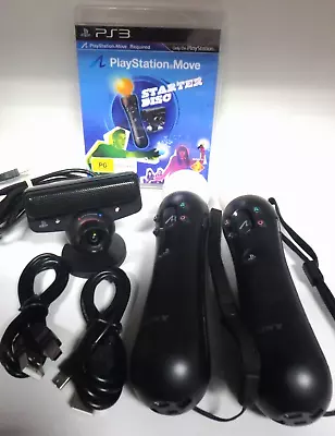 Sony PlayStation PS3 Move Starter Pack 2 Motion Controllers + Camera Working! • $100