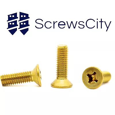 Solid Brass Phillips Machine Screws Countersunk Flat Head Bolts M3 M4 M5 M6  • £2.59