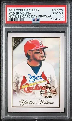 2019 Topps Gallery National Baseball Card Day Yadier Molina Auto Autograph Psa10 • $349.95
