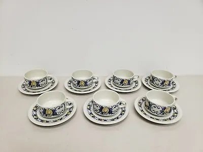 Villeroy & Boch Septfontaines Cadiz Cup And Saucer Blue White Lot Of 7  • $40
