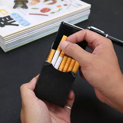 Cigarette Case Stainless Steel Tobacco Holder Storage Container Pocket Box Black • $10.99