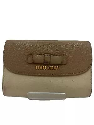 Miu Miu Wallet Leather Ivory USED Y0315-71 • £14.45