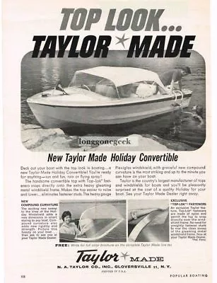 1960 TAYLOR MADE Holiday Convertible Runabout Boat Vintage Ad  • $8.95