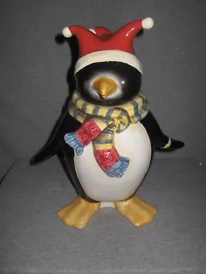 Vintage Oneida Penguin Cookie Jar Winter Joy Christmas Jester Must SEE • $29.99