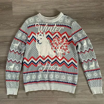 $26.95 • Buy Game Of Thrones Ugly Christmas Sweater Adult XL Gray Winter Is Here Wolf