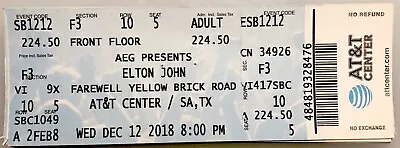 Elton John  Farewell Yellow Brick Road   Ticket Stub  12/12/2018 San Antonio TX • $5.99