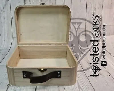 £8.50 • Buy Large Wooden Suitcase Craft Box Natural Soft Wood Storage Quality Keepsake Box