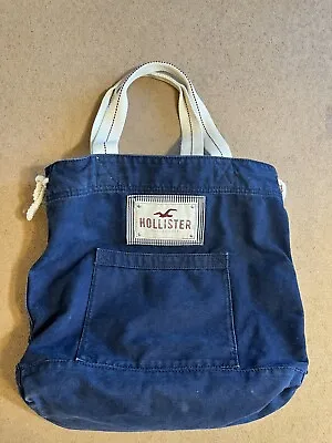 Vintage Hollister Tote Travel Bag  Adjustable Sides Dark Blue Pocket On Front • £14.24
