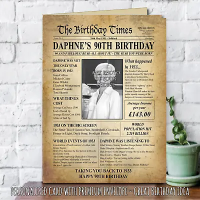 90th Back In 1934 PHOTO Birthday Greeting Card Gift Back In Edition Ago News 151 • £4.64