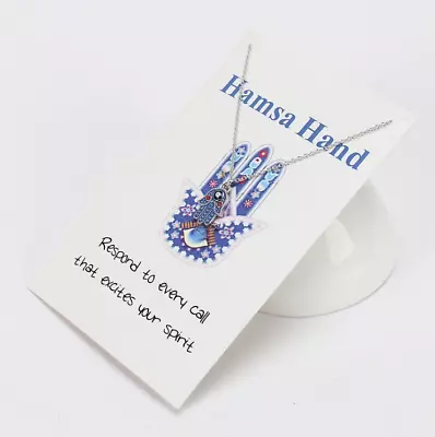 Women's Fashion Jewelry  Hamsa Hand  Necklace Evil Eye Gold Silver Pendant  • $8.96