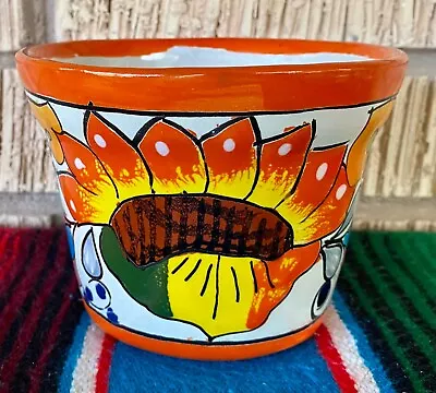 Mexican Ceramic Flower Pot Planter Folk Art Pottery Handmade Talavera #3 • $19.99