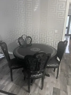 £250 • Buy Versace Table And Chairs X 4. Black &silver