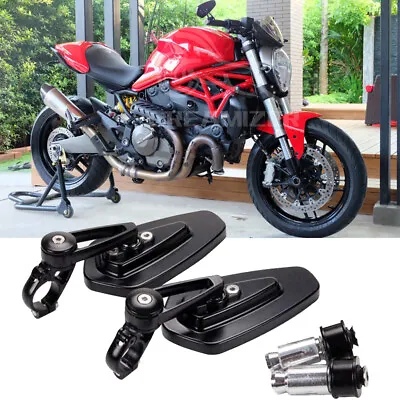 Motorcycle 7/8  CNC Bar End Rearview Mirrors For Ducati Monster 696 797 821 1200 • $27.15