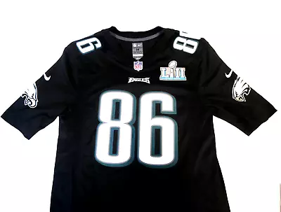 Nike Philadelphia Eagles Zach Ertz Jersey Size Medium M Super Bowl LII All Black • $99.99